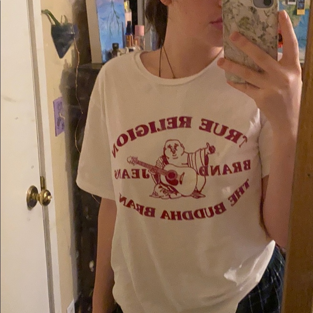 True religion red/ white tee